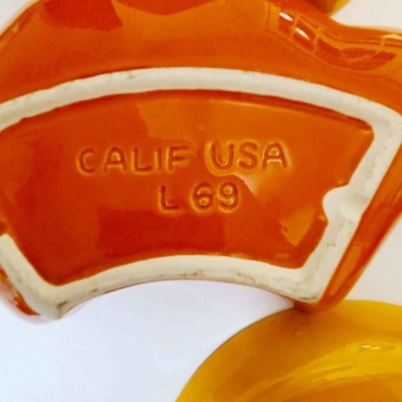 Vintage MCM California Pottery CALIF USA L69 Pottery Lazy Susan Chip Vege Dip Se - Picture 4 of 6